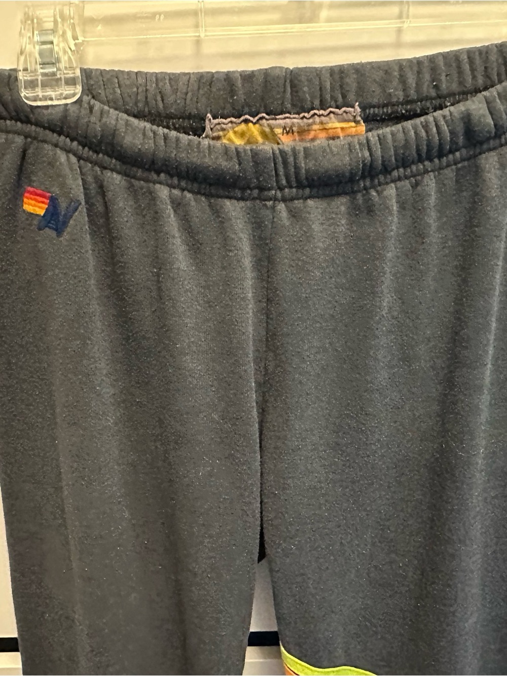 Aviator Nation Gray Sweatpants with Neon Rainbow Stripe Size M - Picture 3 of 5